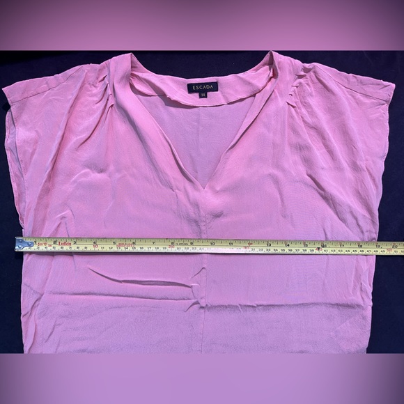Escada Silk Flutter Sleeve Top Sheer Pink size 8 - Picture 10 of 11